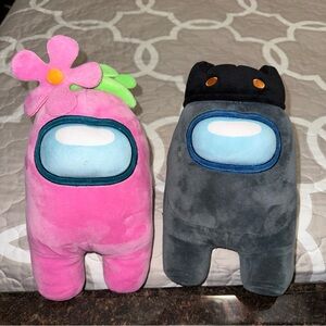 Pink and Gray Among Us Plush Toy Set